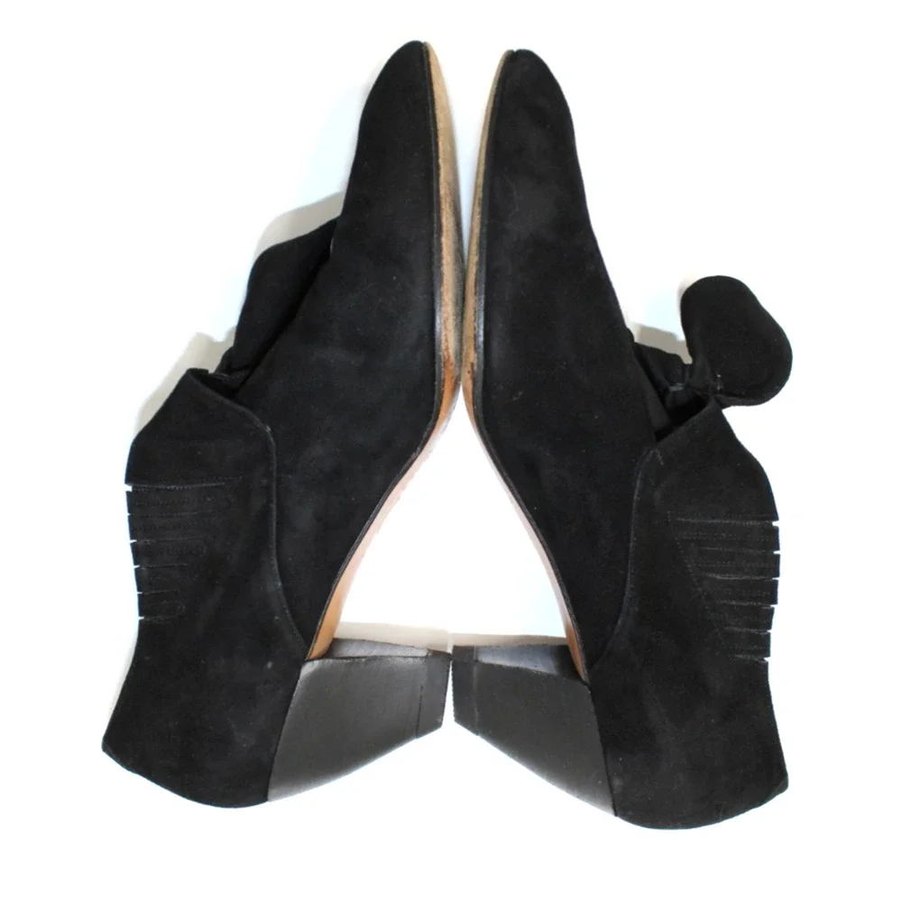 Vintage 90s Carla Marchetti Heels 38.5 Italy Bootie Suede Leather Bow Tie